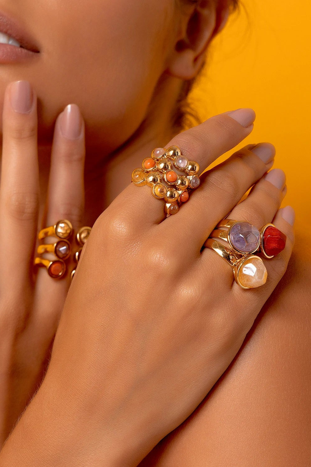 Aliança Ball com Citrino em Banho de Ouro 18K