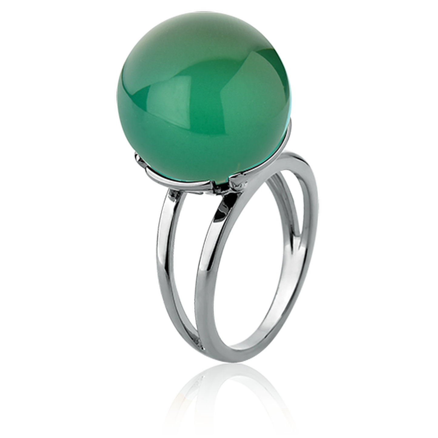 Anel Ball com Ágata Verde em Banho de Ródio Negro - AIMER JOIAS