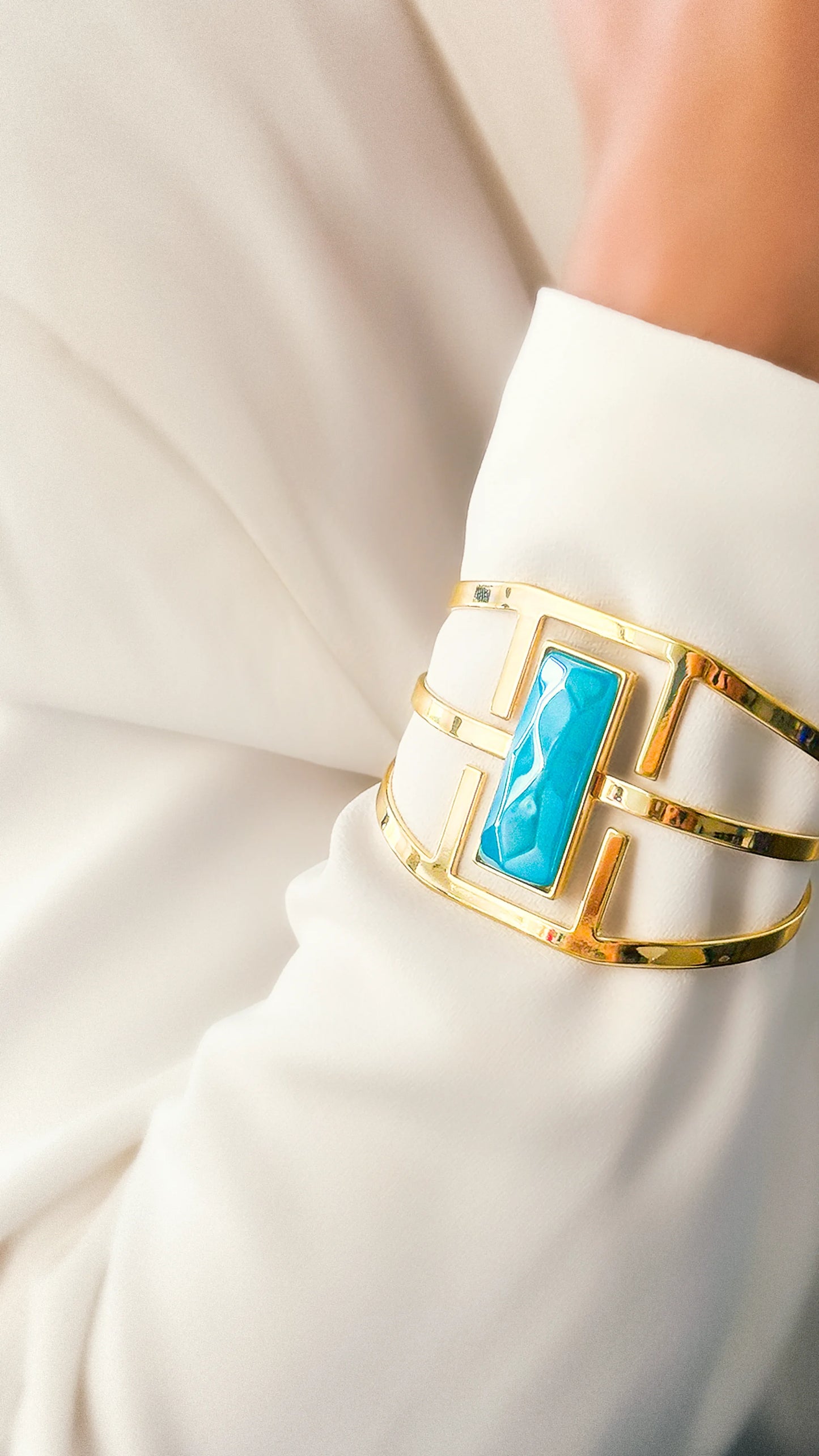 Bracelete Ópera - Ágata Azul Céu