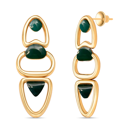 Brinco Fluir - Ágata Verde