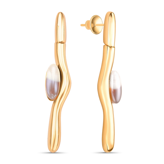 Brinco Movimento - Ágata Cinza Listrada - Aimer Joias