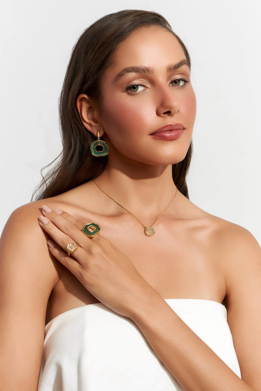 Brinco Elira - Ágata Verde