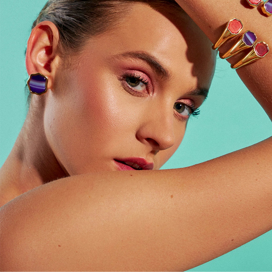 Brinco Haumea - Ágata Roxa Listrada