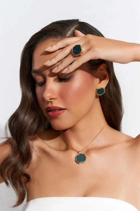 Colar Ostara - Ágata Verde - Aimer Joias