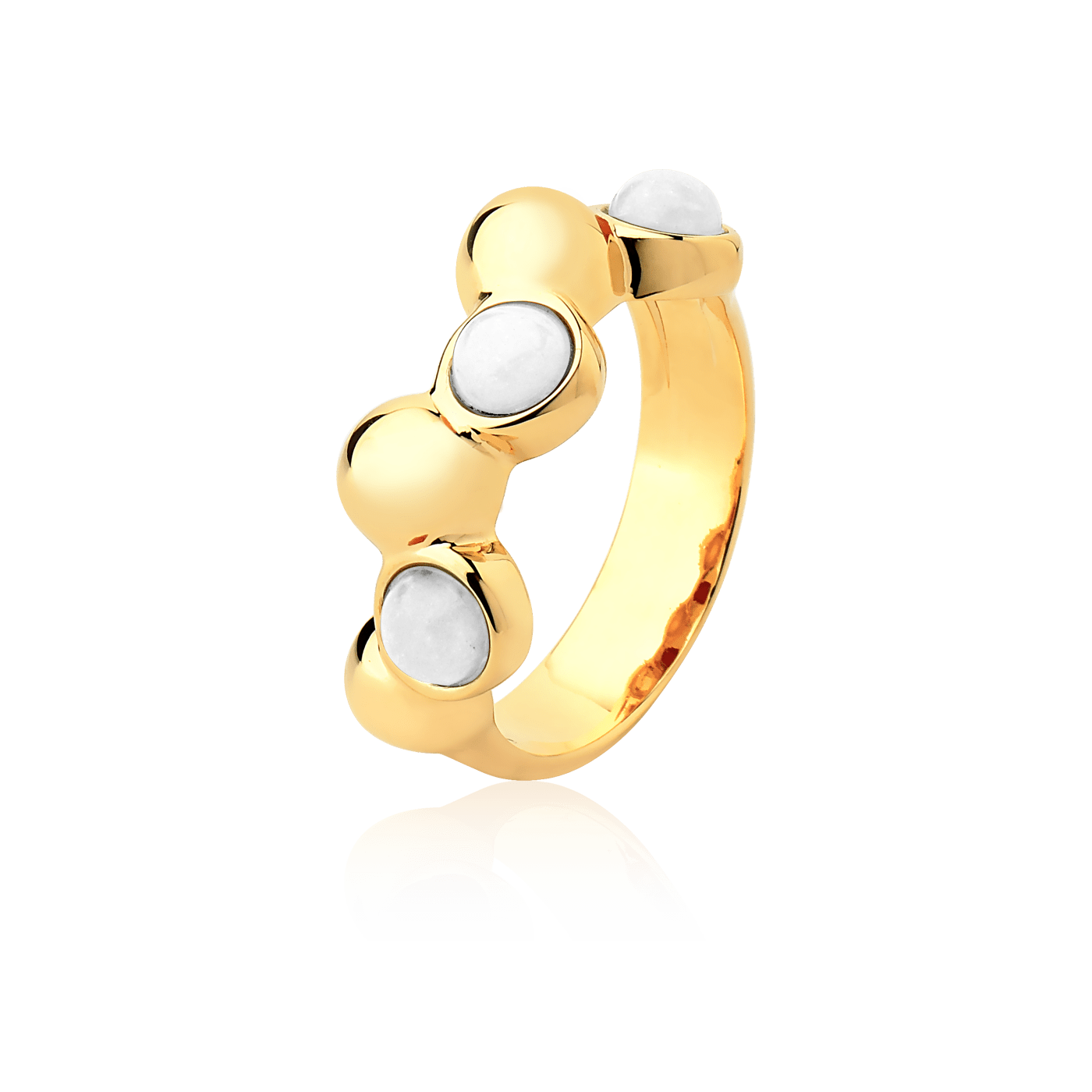 Aliança Ball com Porcelana Branca em Banho de Ouro 18K