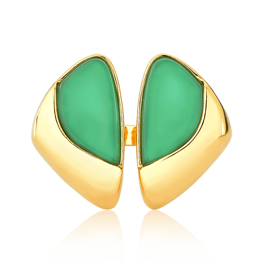 Anel Ailes - Ágata Verde Chapa Semijoias de luxo e design exclusivo