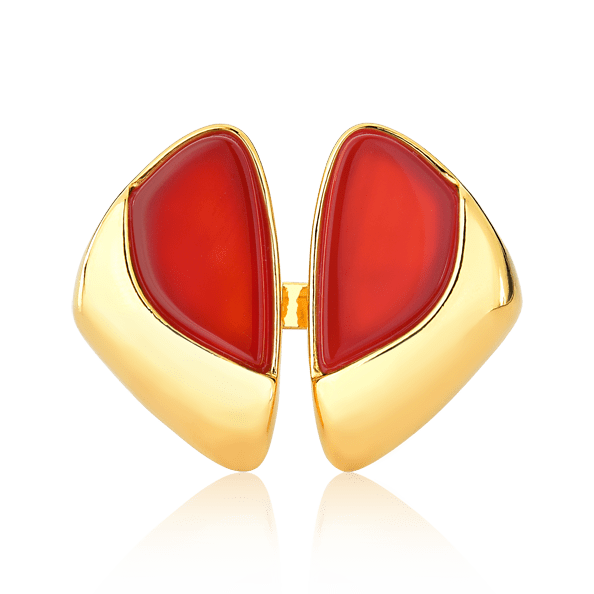 Anel Ailes - Ágata Vermelha Chapa Semijoias de luxo e design exclusivo