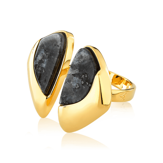 Anel Ailes - Labradorita Chapa Semijoias de luxo e design exclusivo