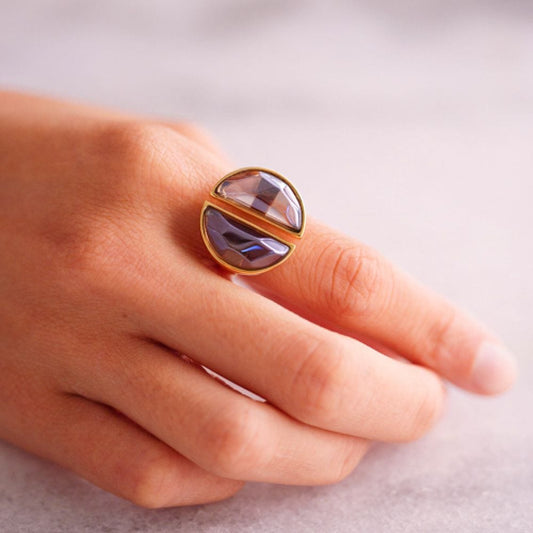 Anel Arco - Quartzo Fume Semijoias de luxo e design exclusivo