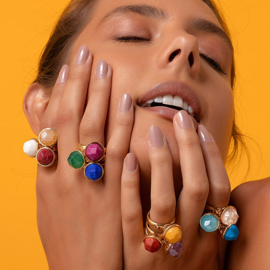 Anel Classic - Cristal de Rocha ouro 18k Semijoias de luxo e design exclusivo