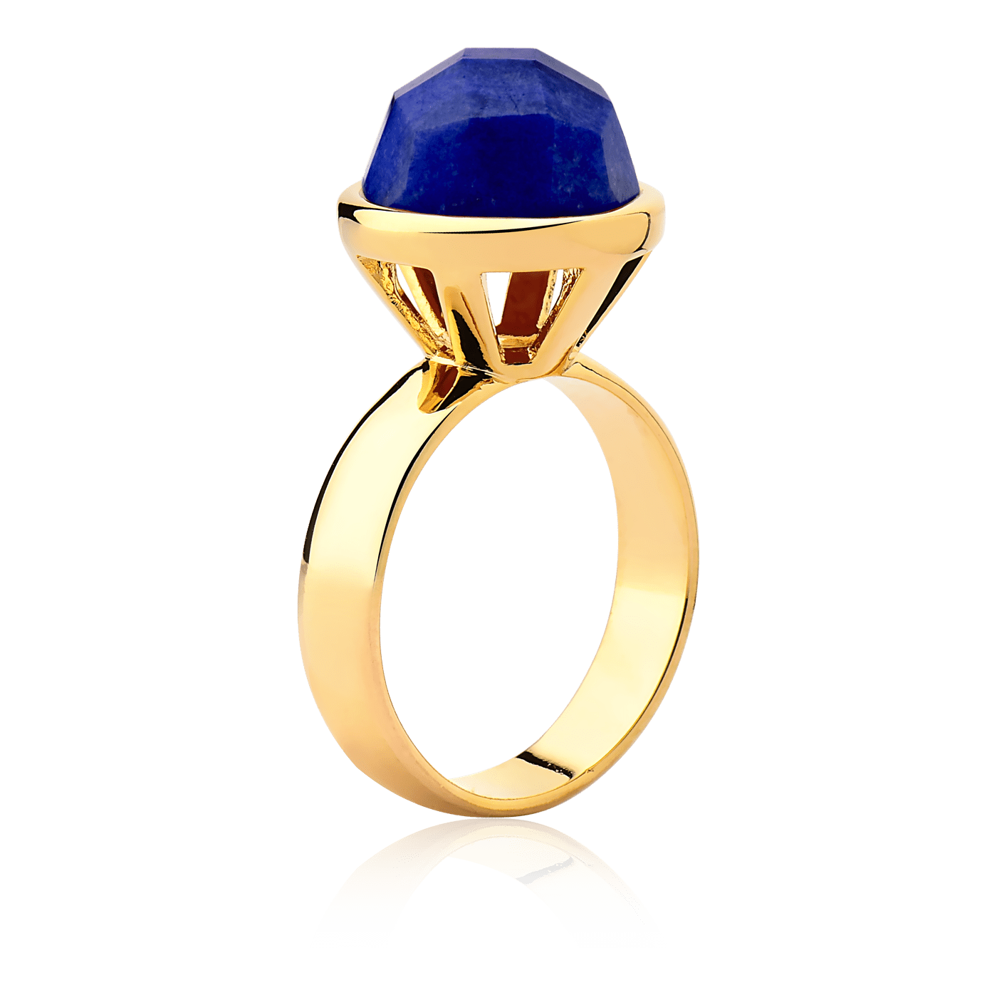 Anel Classic - Feldspato Azul Anil lateral — Ouro 18K | Aimer Joias | anel semijoia