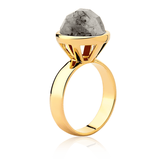 Anel Classic - Quartzo Rutilo Grafite Semijoias de luxo e design exclusivo