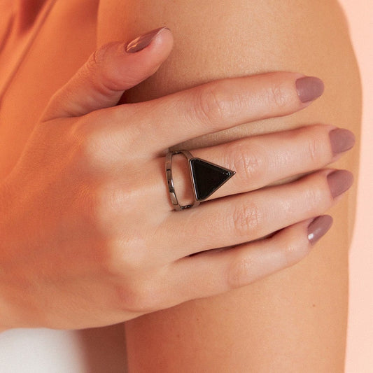 Anel Dynamís - Obsidiana Negra Semijoias de luxo e design exclusivo