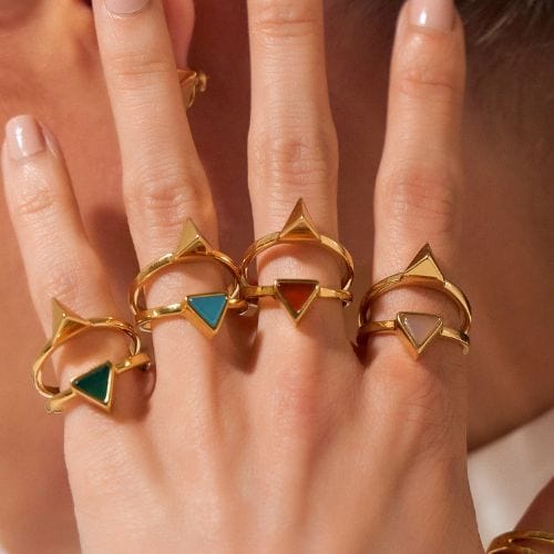 Anel Dýo - Ágata Azul Céu Semijoias de luxo e design exclusivo