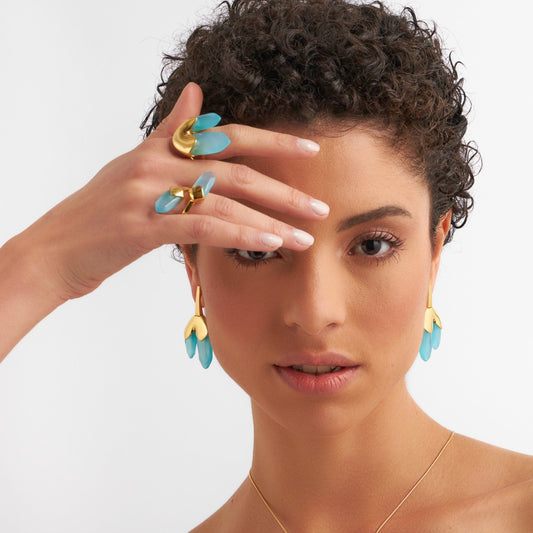 Anel Élémentaire - Ágata Azul Céu Semijoias de luxo e design exclusivo