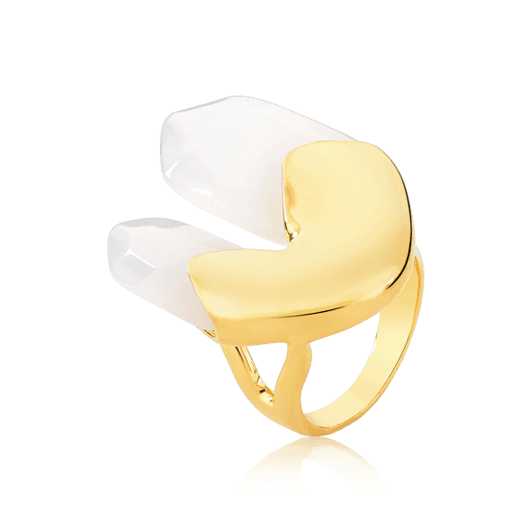 Anel Élémentaire - Ágata Branca Semijoias de luxo e design exclusivo