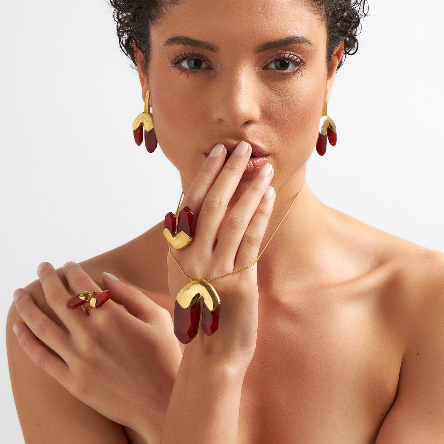 Anel Élémentaire - Ágata Vermelha Semijoias de luxo e design exclusivo