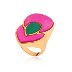 Ágata Verde + Feldspato Rosa Pink