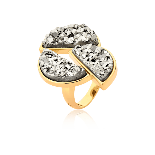 Anel Impacto - Drusa Platina Semijoias de luxo e design exclusivo