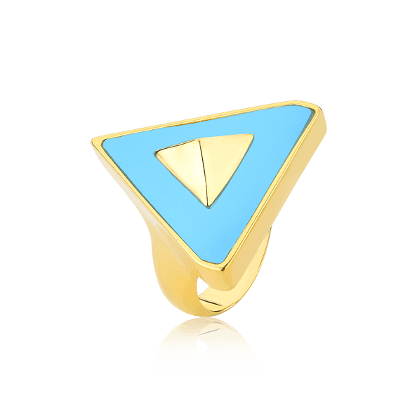 Anel Imperium - Ágata Azul Céu Semijoias de luxo e design exclusivo
