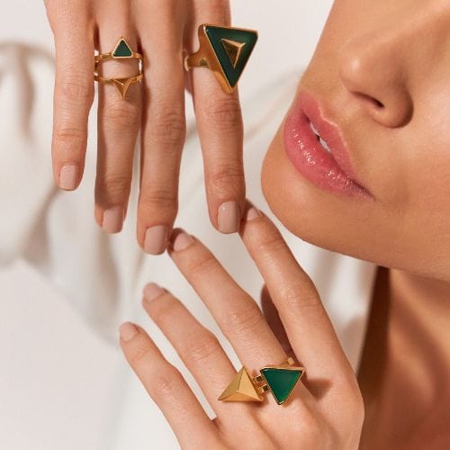 Anel Imperium - Ágata Verde Semijoias de luxo e design exclusivo