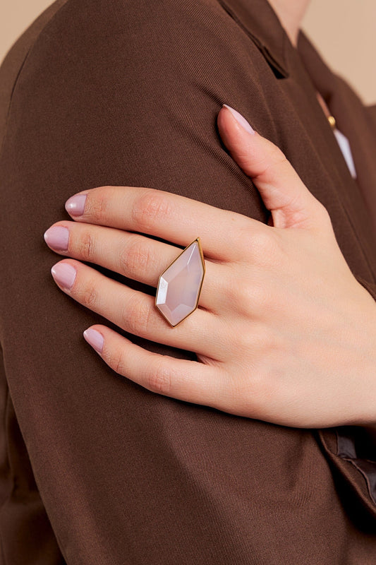 Anel Impulso - Ágata Branca Semijoias de luxo e design exclusivo