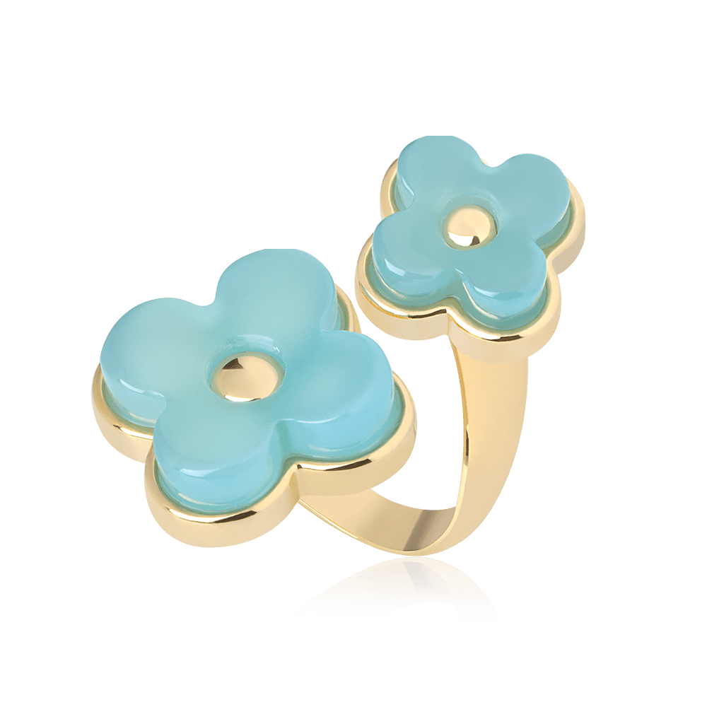 Anel Sensação - Ágata Azul Céu Semijoias de luxo e design exclusivo