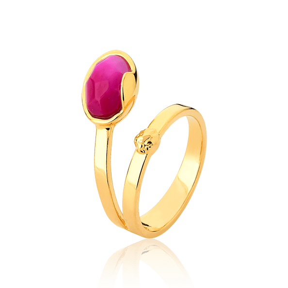 Anel Solo - Ágata Rosa Pink Listrada Semijoias de luxo e design exclusivo