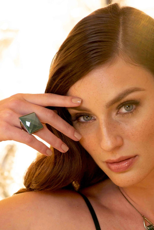 Anel Lírio - Ágata Verde