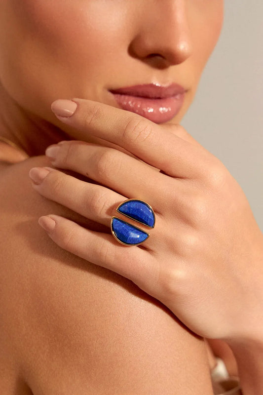 Anel Arco - Feldspato Azul Anil