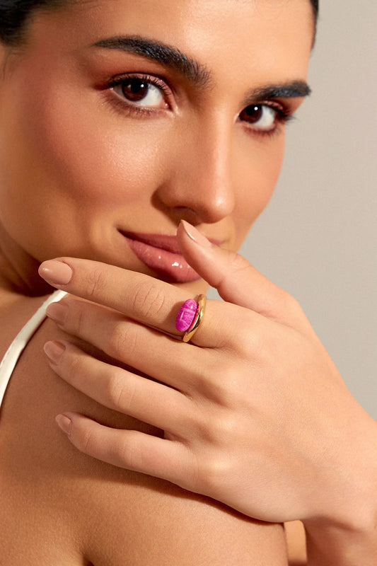 Anel Sentir - Feldspato Rosa Pink