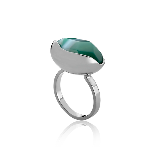 Anel Renascer - Ágata Verde Listrada