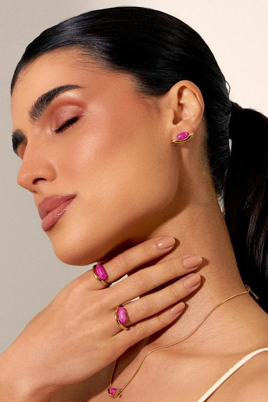 Brinco Sentir - Feldspato Rosa Pink - AIMER