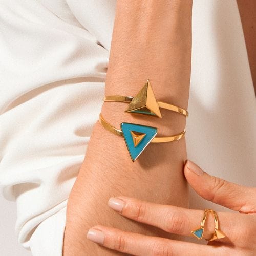 Bracelete Atena - Ágata Azul Céu Semijoias de luxo e design exclusivo