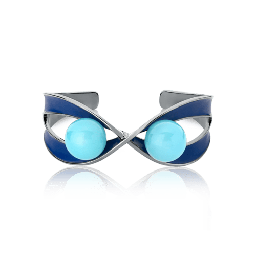 Bracelete Atração - Esmaltado Azul Anil/Ágata Azul Céu Semijoias de luxo e design exclusivo