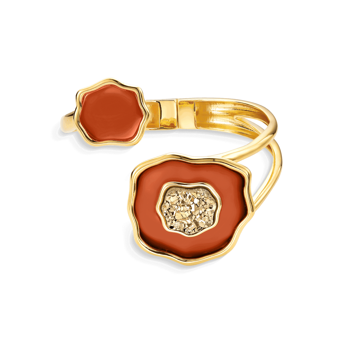 Bracelete Flidais - Ágata Vermelha e Drusa Ouro Semijoias de luxo e design exclusivo