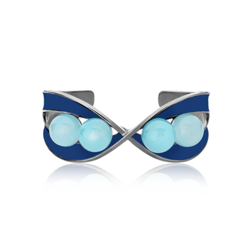 Bracelete Vínculo - Esmaltado Azul Anil/Ágata Azul Céu Semijoias de luxo e design exclusivo