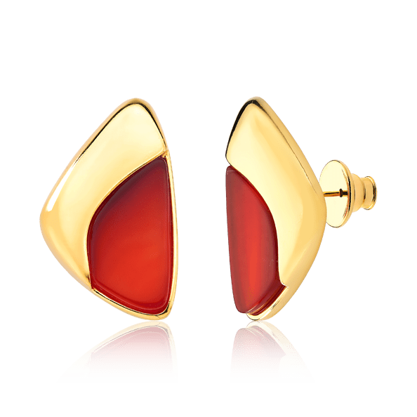 Brinco Ailes - Ágata Vermelha Chapa Semijoias de luxo e design exclusivo