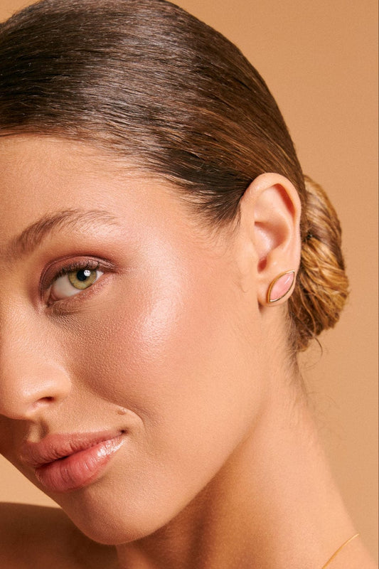 Brinco Alisso - Quartzo Rosa Semijoias de luxo e design exclusivo