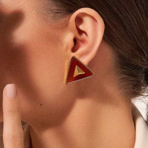 Brinco Belli - Ágata Vermelha Semijoias de luxo e design exclusivo