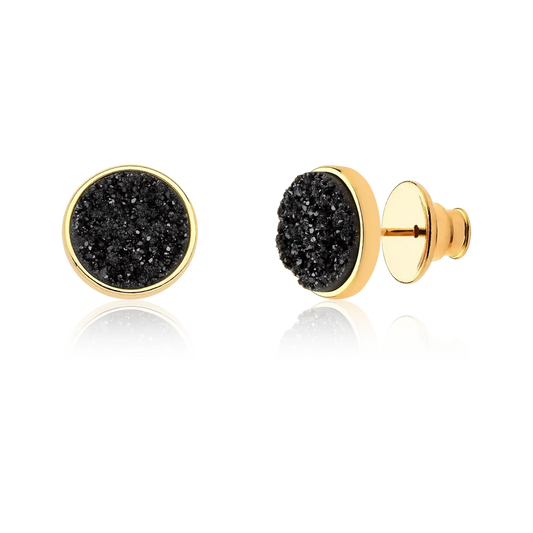 Brinco Classic - Drusa Negra Semijoias de luxo e design exclusivo