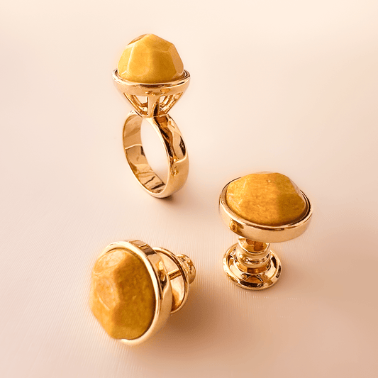 Brinco Classic - Feldspato Amarelo Semijoias de luxo e design exclusivo