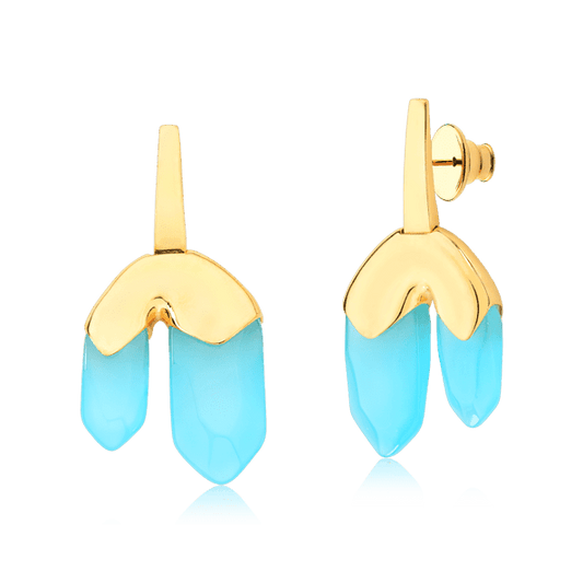 Brinco Élémentaire - Ágata Azul Céu Semijoias de luxo e design exclusivo