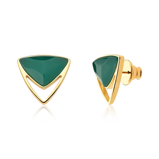 Brinco Equilíbrio com a Ágata Verde em Banho de Ouro 18K