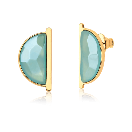 Brinco Escudo - Ágata Azul Céu Semijoias de luxo e design exclusivo