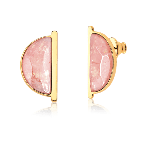 Brinco Escudo - Quartzo Rosa Semijoias de luxo e design exclusivo