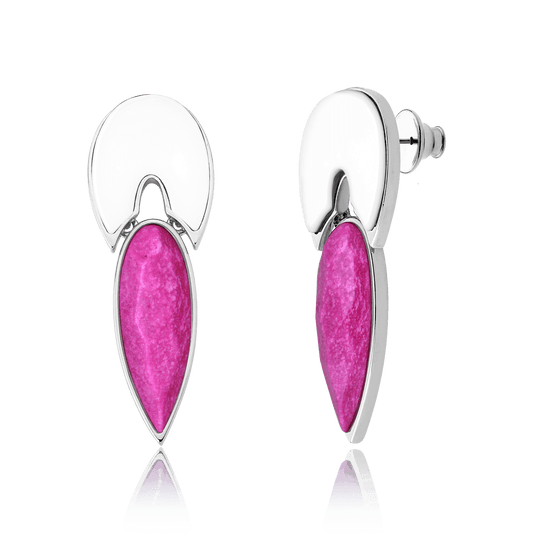 Brinco Flor de Lótus - Porcelana/Rosa Pink Semijoias de luxo e design exclusivo