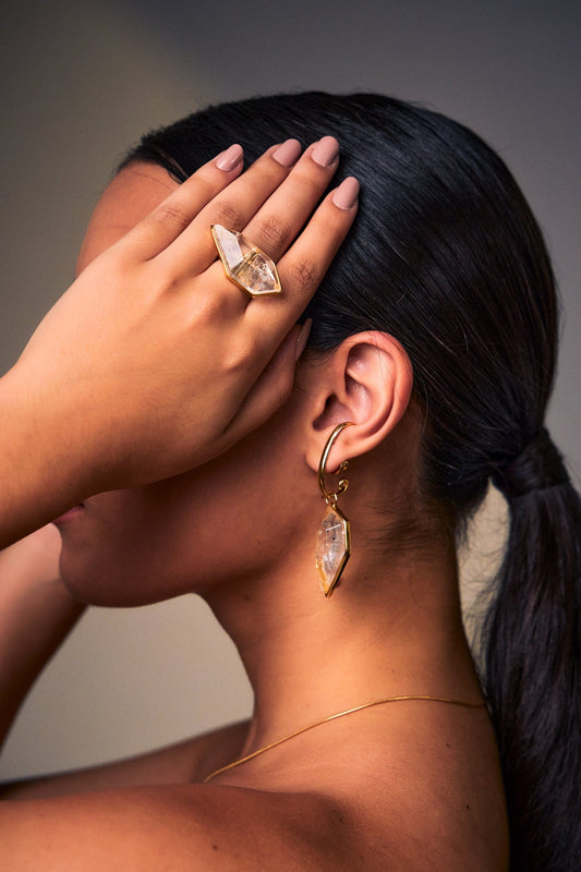 Brinco Impulso - Cristal de Rocha Semijoias de luxo e design exclusivo