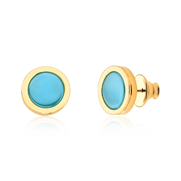 Brinco Singelo - Ágata Azul Céu Semijoias de luxo e design exclusivo