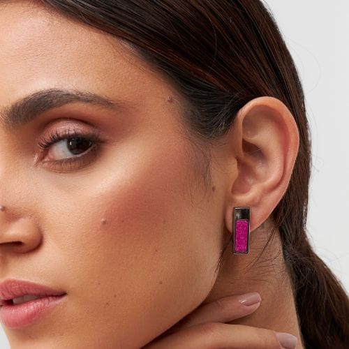 Brinco Soneto - Feldspato Rosa Pink Semijoias de luxo e design exclusivo